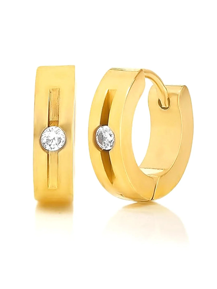 Glamorous Crystal Hoop Earrings - Gold