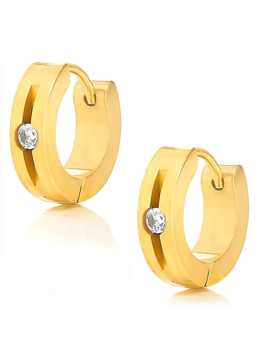 Glamorous Crystal Hoop Earrings - Gold