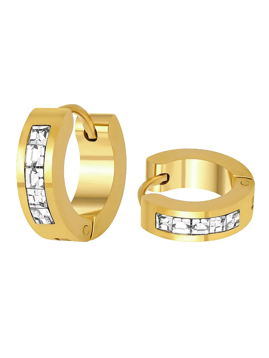 Sophisticated CZ Studded Hoop Earrings