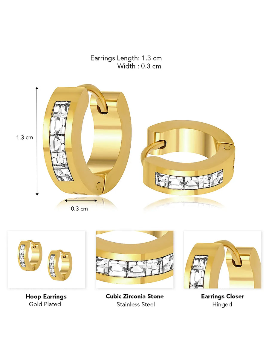 Sophisticated CZ Studded Hoop Earrings