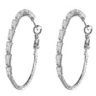 Radiant Hoop with CZ Sparkle. Pair of silver hoop earrings with clear gemstones. Ideal for causal, party wear & daily wear.