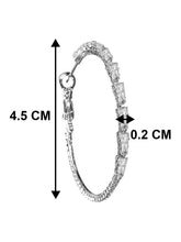 Radiant Hoop with CZ Sparkle. Pair of silver hoop earrings with clear gemstones. Ideal for causal, party wear & daily wear.