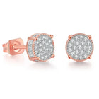 Sparkling Round CZ Stud Earrings - Rose Gold