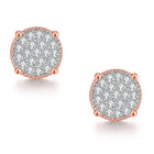 Sparkling Round CZ Stud Earrings - Rose Gold