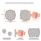 Sparkling Round CZ Stud Earrings - Rose Gold