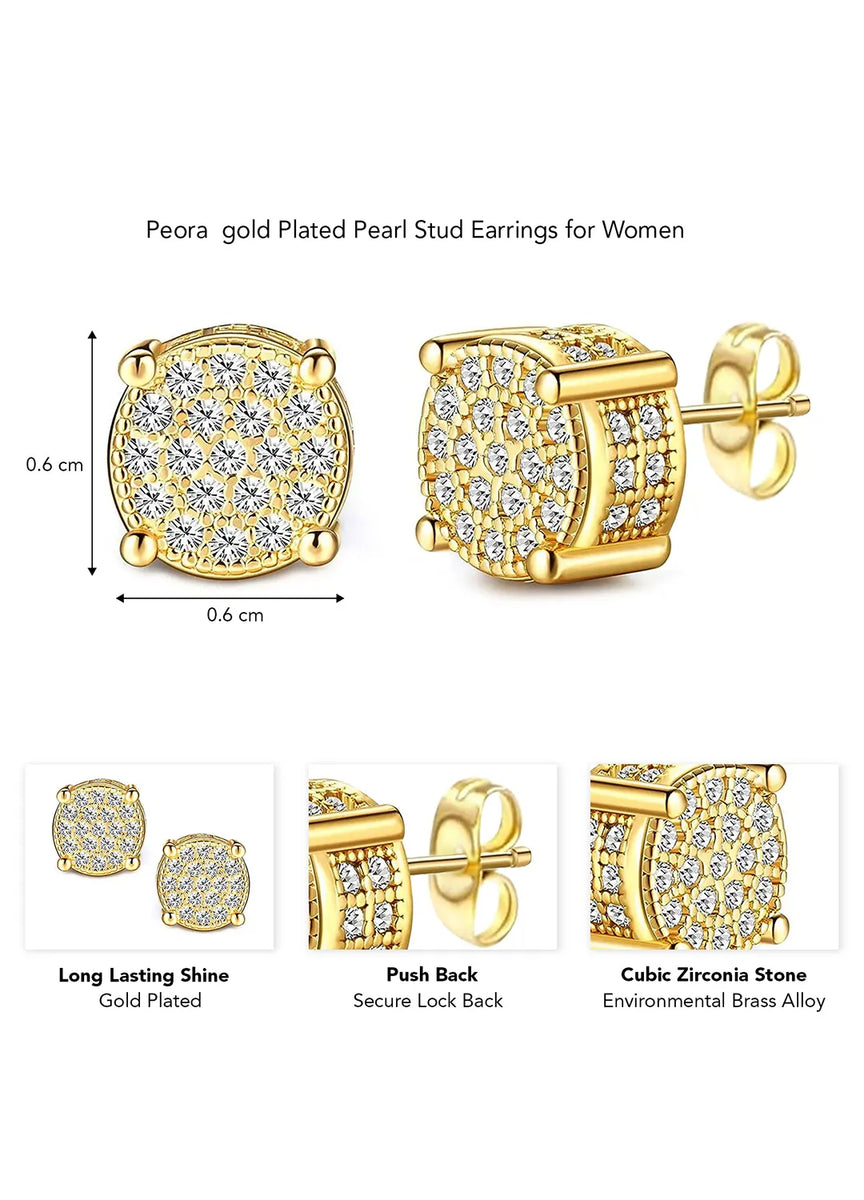 Sparkling Round CZ Stud Earrings