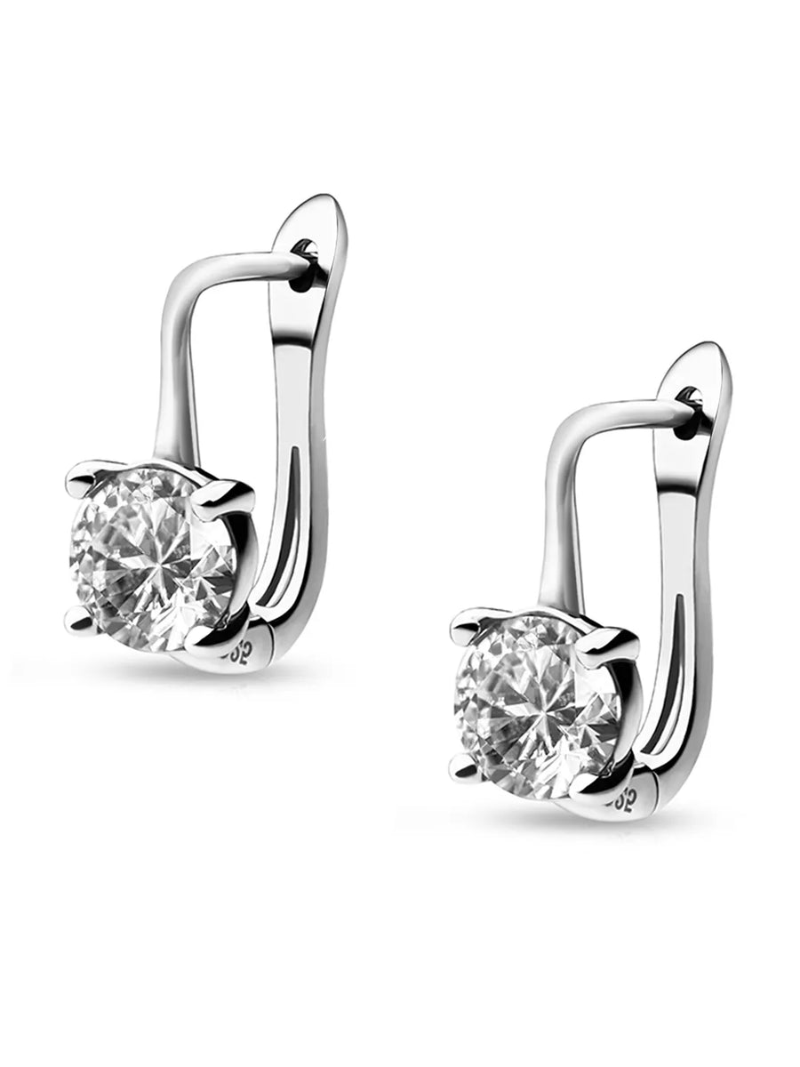 Rhodium Plated CZ Regal Earrings