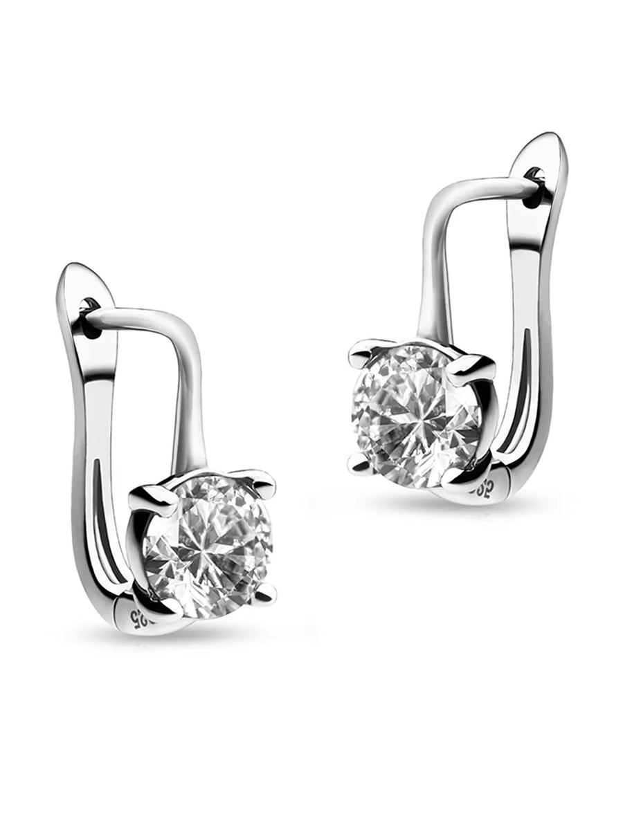 Rhodium Plated CZ Regal Earrings