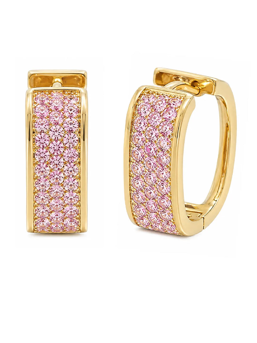 Peora Rosy Spark Hoop Earrings - Gold