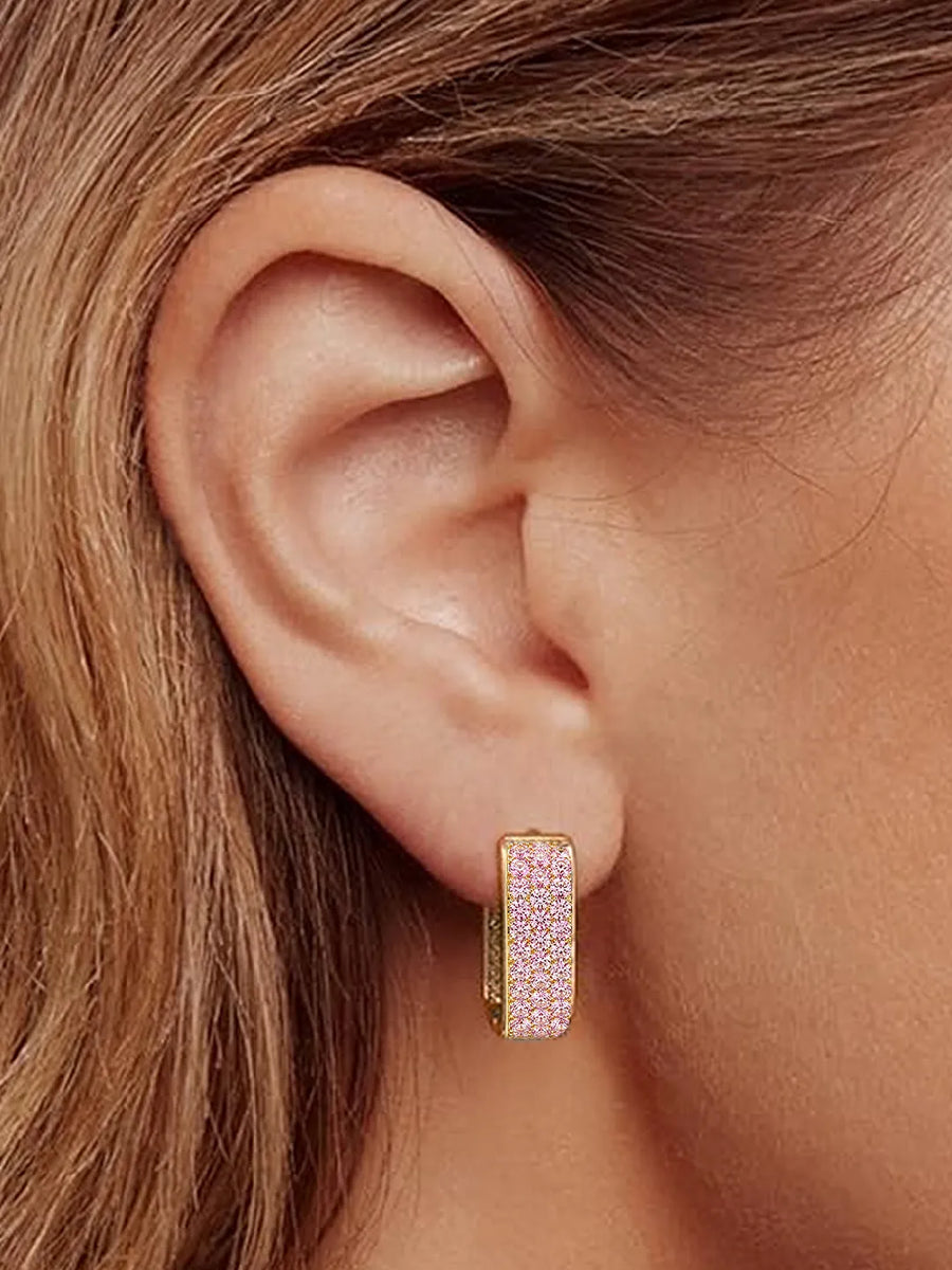 Peora Rosy Spark Hoop Earrings - Gold