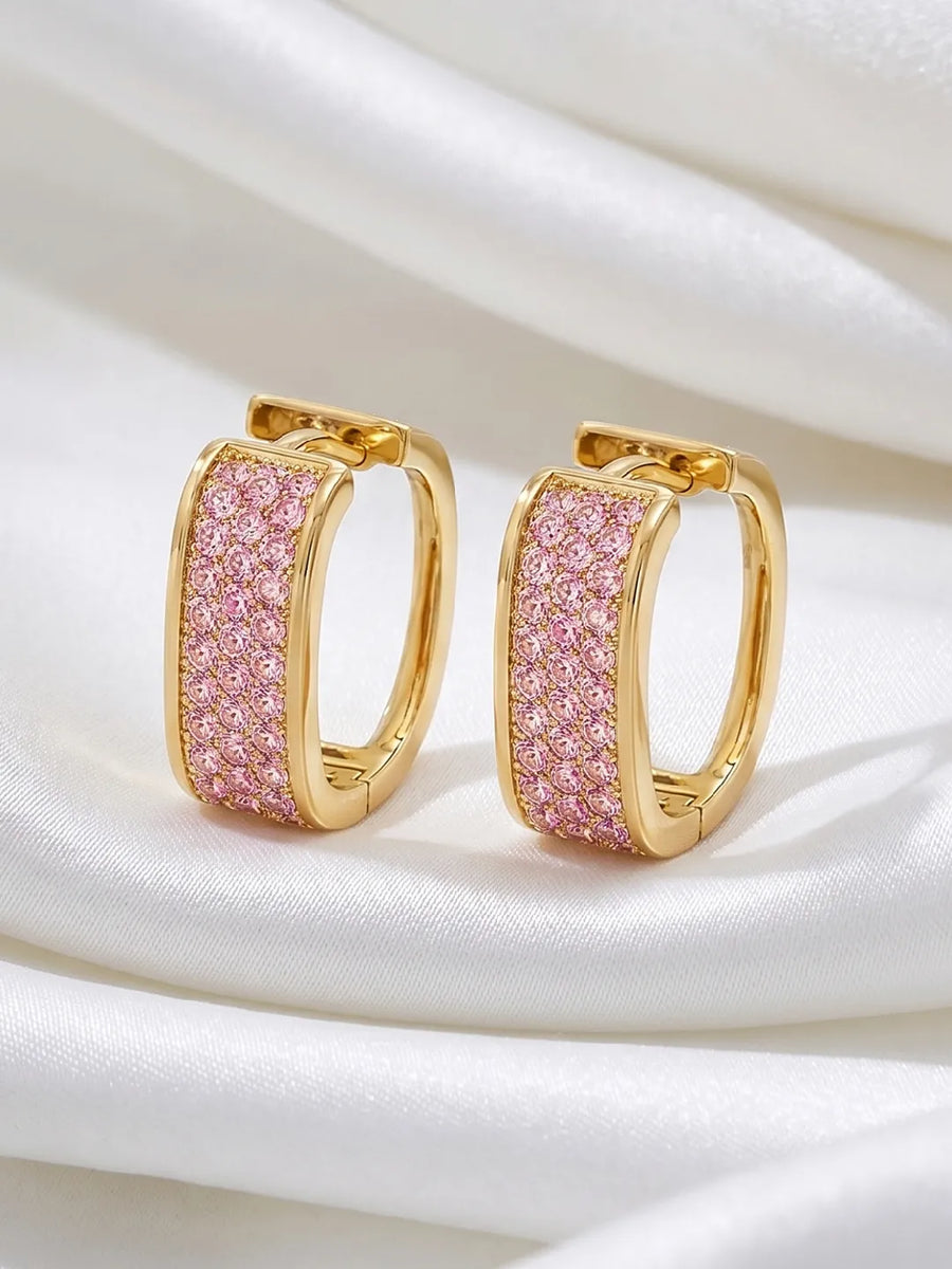 Peora Rosy Spark Hoop Earrings - Gold
