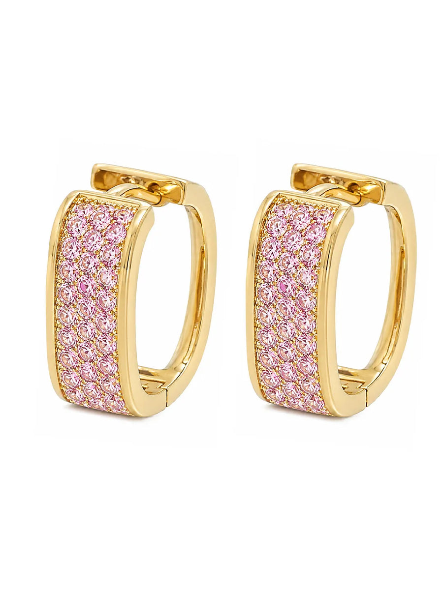 Peora Rosy Spark Hoop Earrings - Gold
