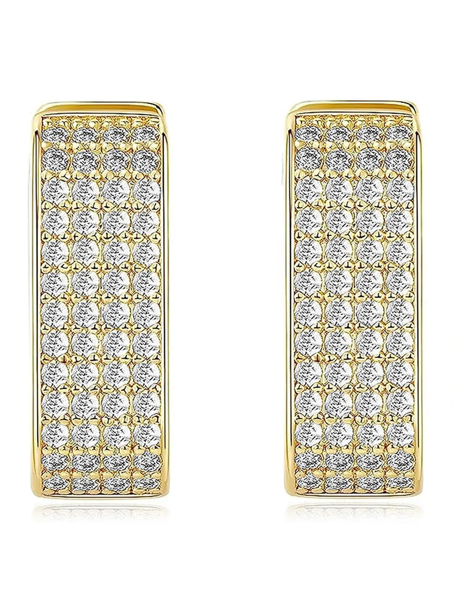 Sparkling Cubic Zirconia Hoops Earrings - Gold