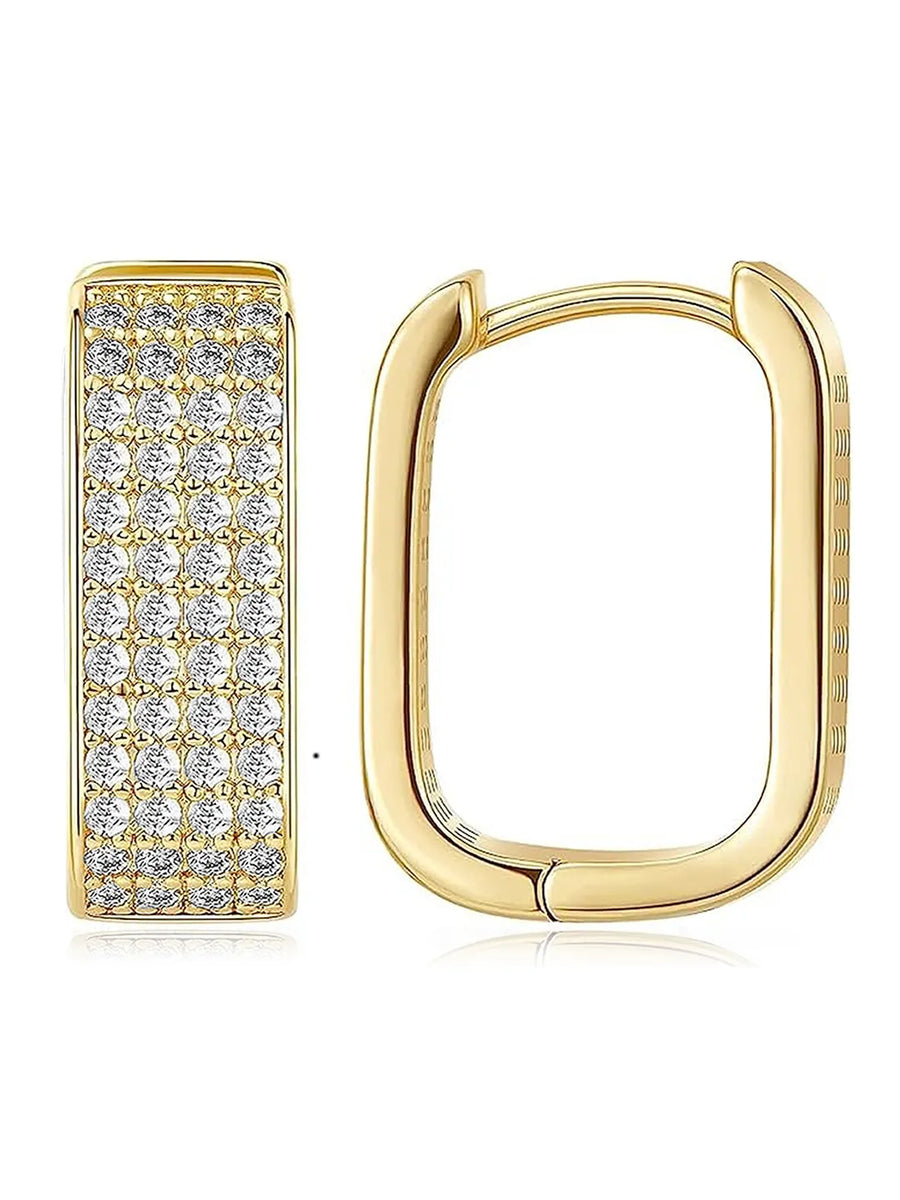 Sparkling Cubic Zirconia Hoops Earrings - Gold