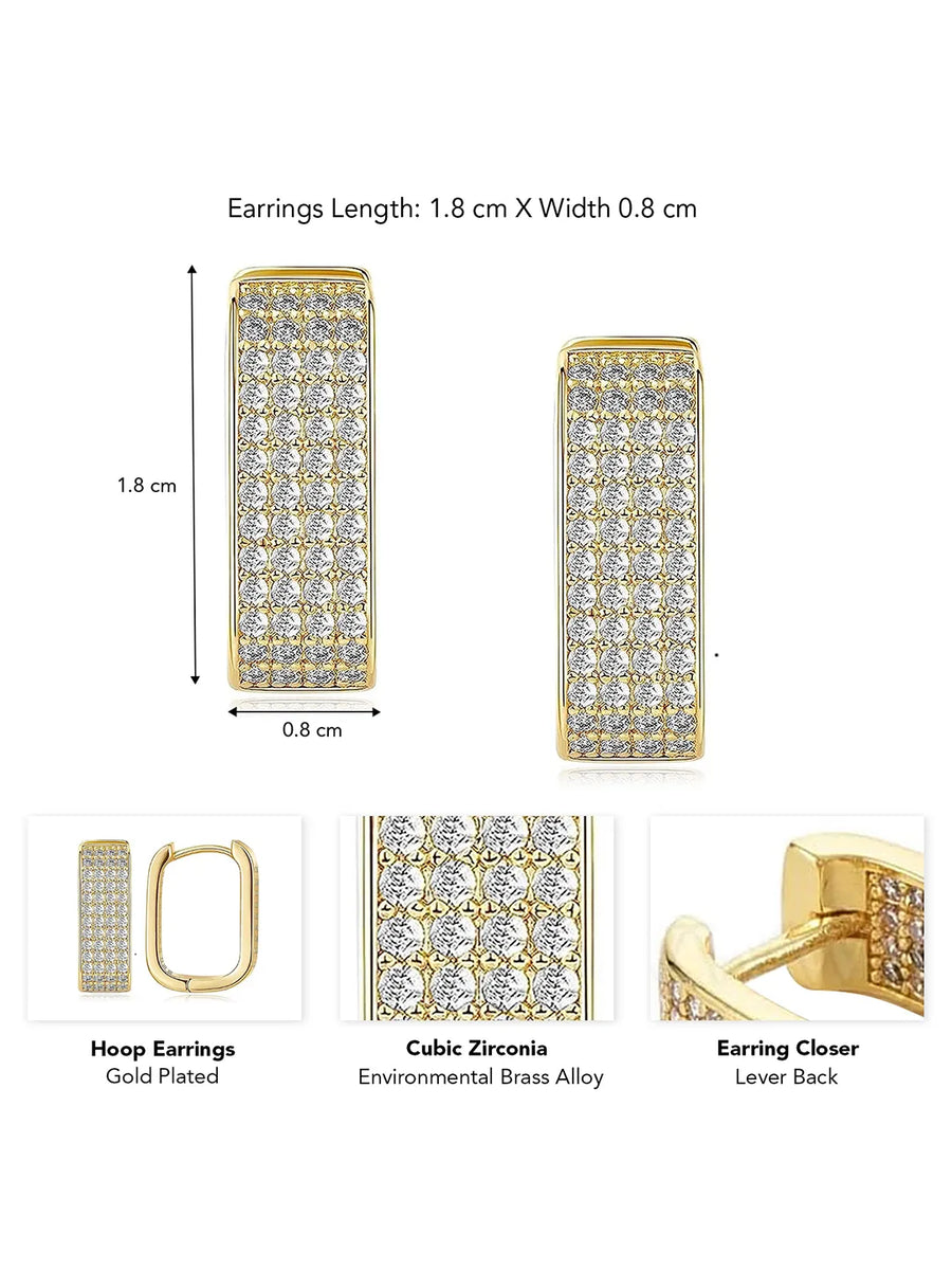 Sparkling Cubic Zirconia Hoops Earrings - Gold