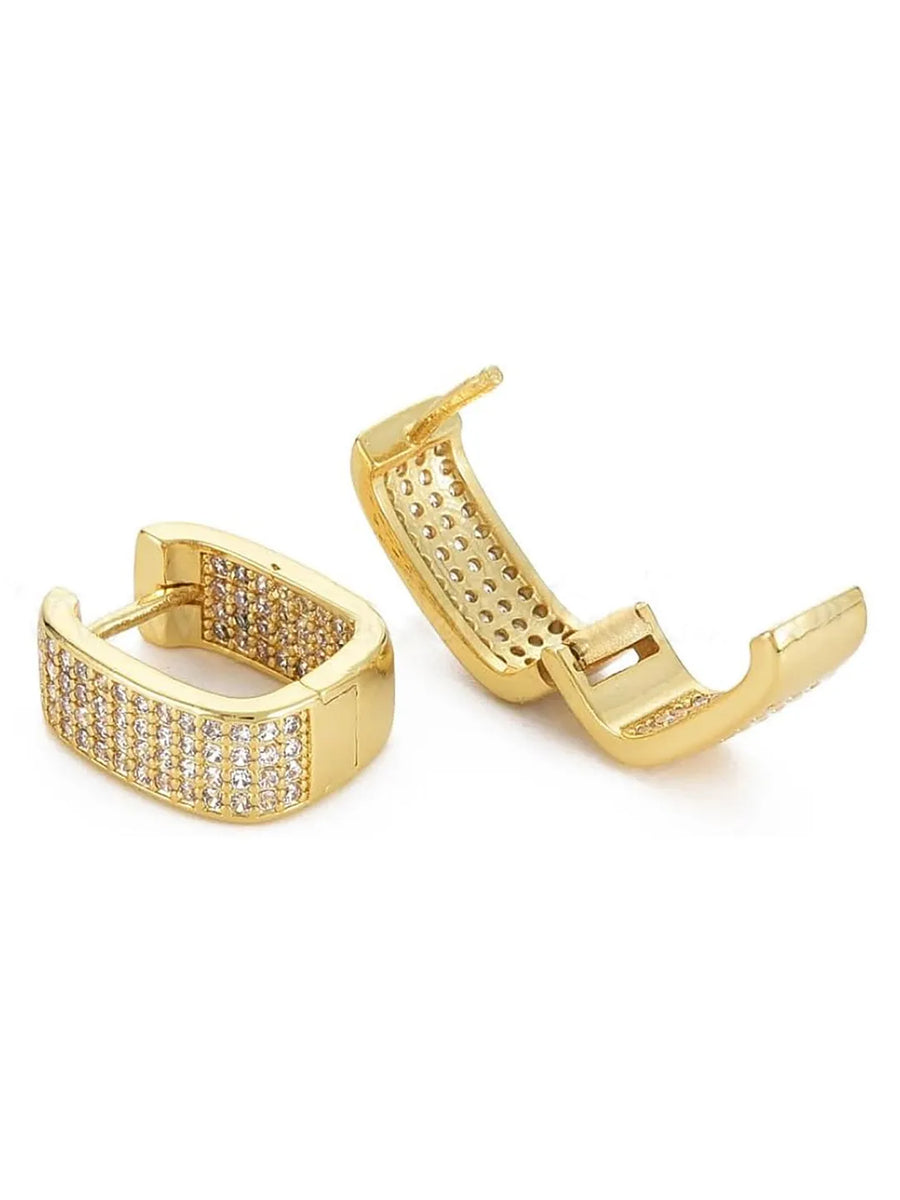 Sparkling Cubic Zirconia Hoops Earrings - Gold