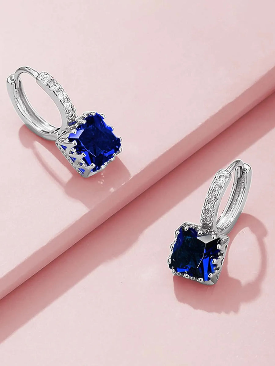 Luxurious Opulence Drop Earrings - Silver Blue