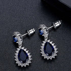 Stunning Emerald Bliss Dangle Earrings - Silver Blue
