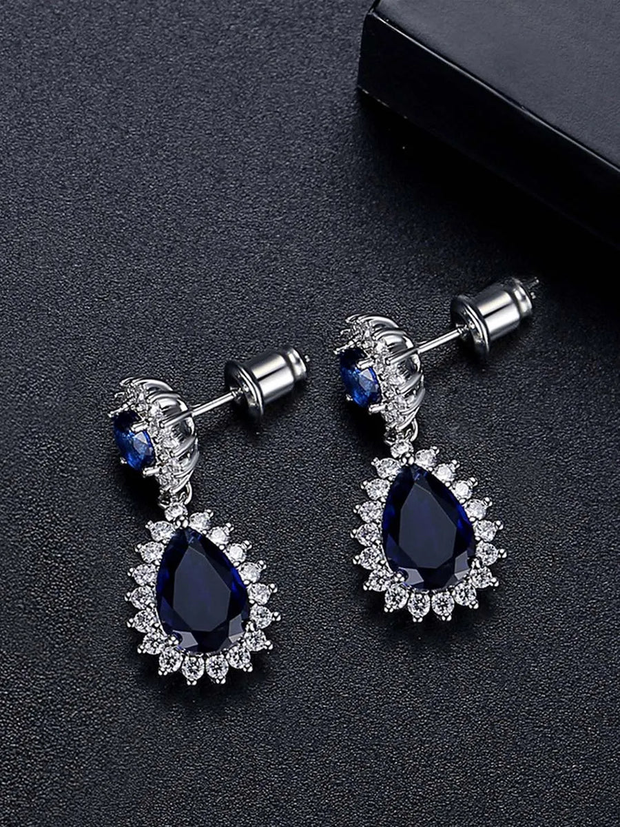 Stunning Emerald Bliss Dangle Earrings - Silver Blue