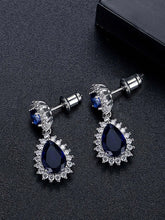 Stunning Emerald Bliss Dangle Earrings - Silver Blue