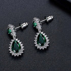 Stunning Emerald Bliss Dangle Earrings - Silver Green
