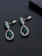 Stunning Emerald Bliss Dangle Earrings - Silver Green