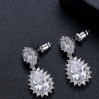 Stunning Emerald Bliss Dangle Earrings - Silver- White