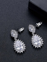 Stunning Emerald Bliss Dangle Earrings - Silver- White