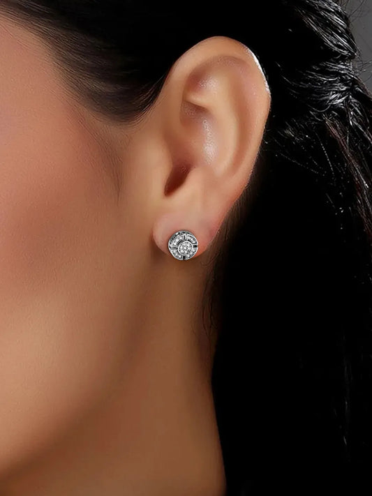 Peora Stud Round Earrings – Classic & Versatile Sparkle
