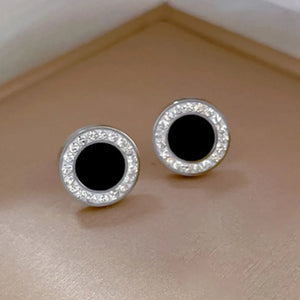 Round Stone Stud Earrings for Men
