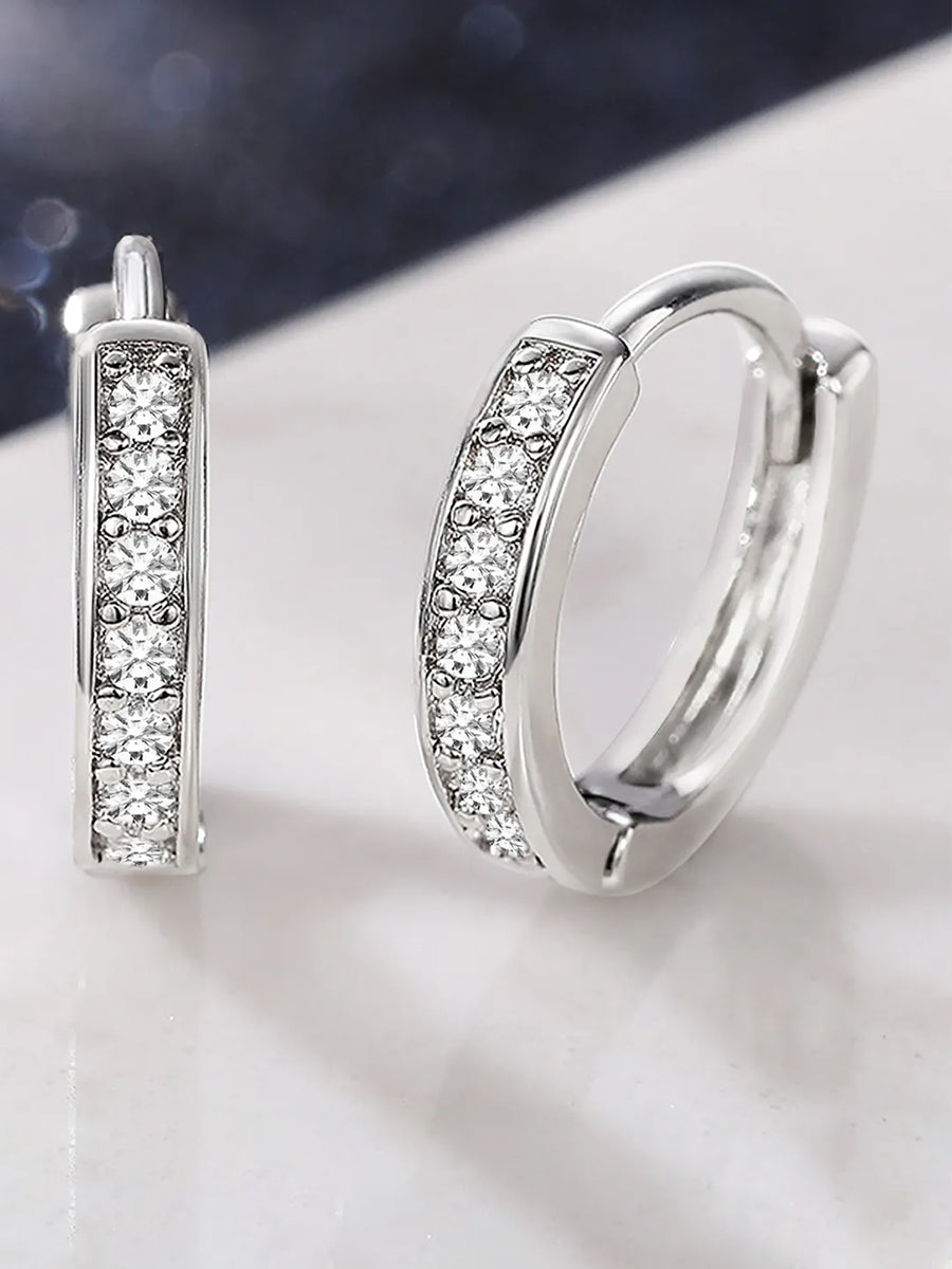 Minimal Silver Huggies Loops Earrings Combo