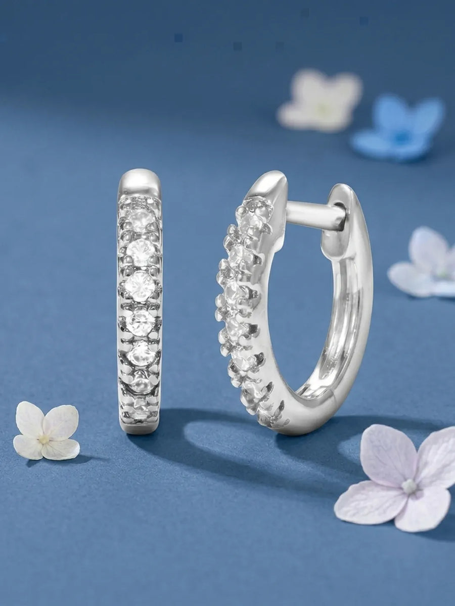Rhodium Plated Minimal Hoop Earrings