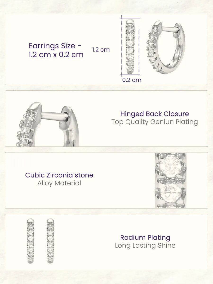 Rhodium Plated Minimal Hoop Earrings