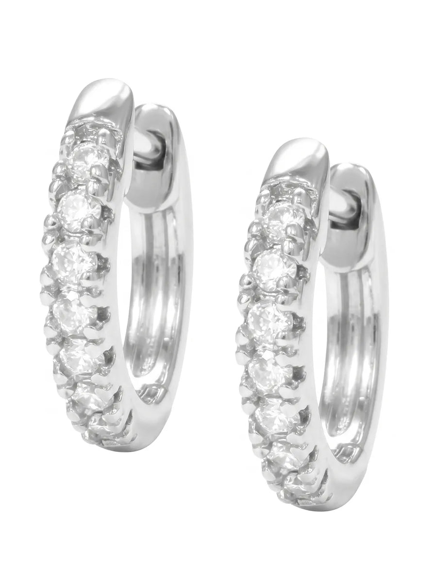 Rhodium Plated Minimal Hoop Earrings