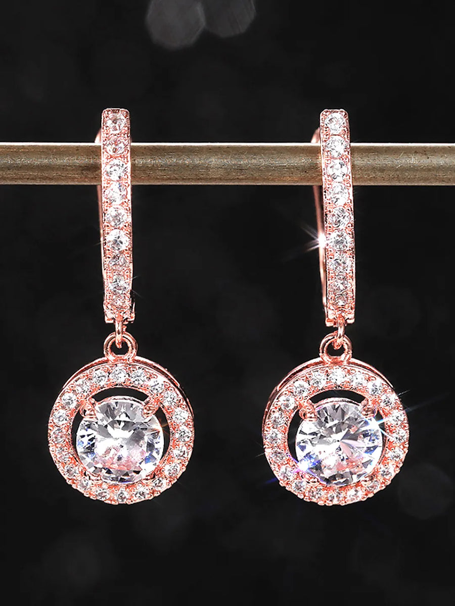 CZ Drop Earrings with Hoop Accent