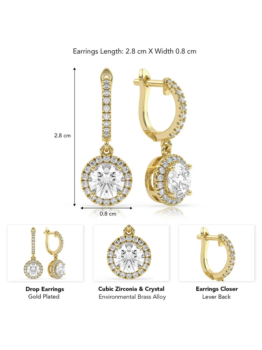 CZ Drop Earrings with Hoop Accent