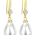 Pearl Dangle Earrings with Crystal Accent