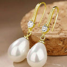 Pearl Dangle Earrings with Crystal Accent