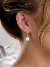 Pearl Dangle Earrings with Crystal Accent