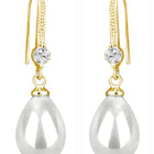 Pearl Dangle Earrings with Crystal Accent