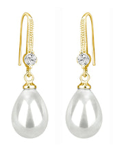 Pearl Dangle Earrings with Crystal Accent