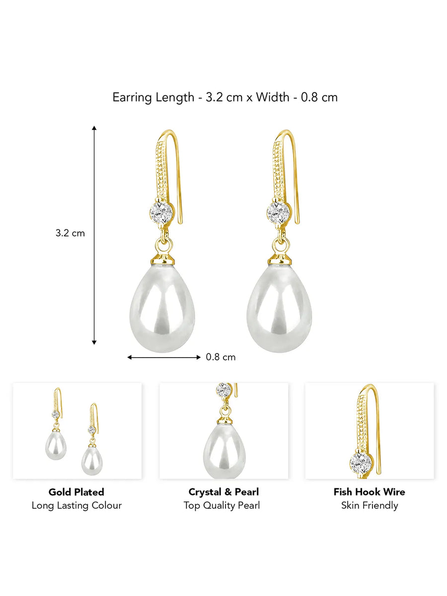 Pearl Dangle Earrings with Crystal Accent