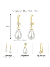 Pearl Dangle Earrings with Crystal Accent