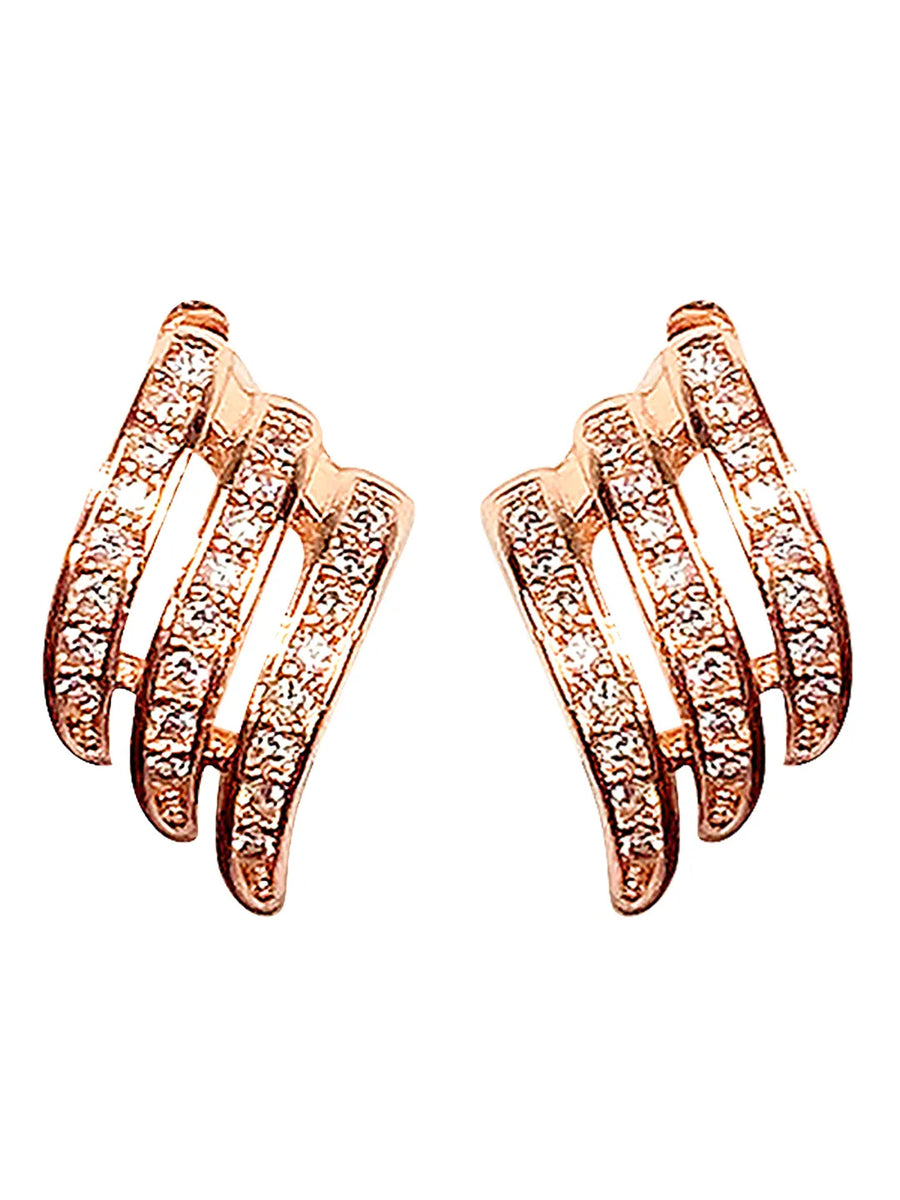 Twilight Spark Cubic Zirconia Hoops | Everyday & Party Wear. Rose gold earrings with diamond accents. Prefect for daily & casual wear.