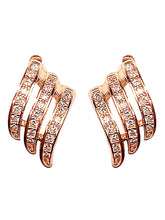 Twilight Spark Cubic Zirconia Hoops | Everyday & Party Wear. Rose gold earrings with diamond accents. Prefect for daily & casual wear.