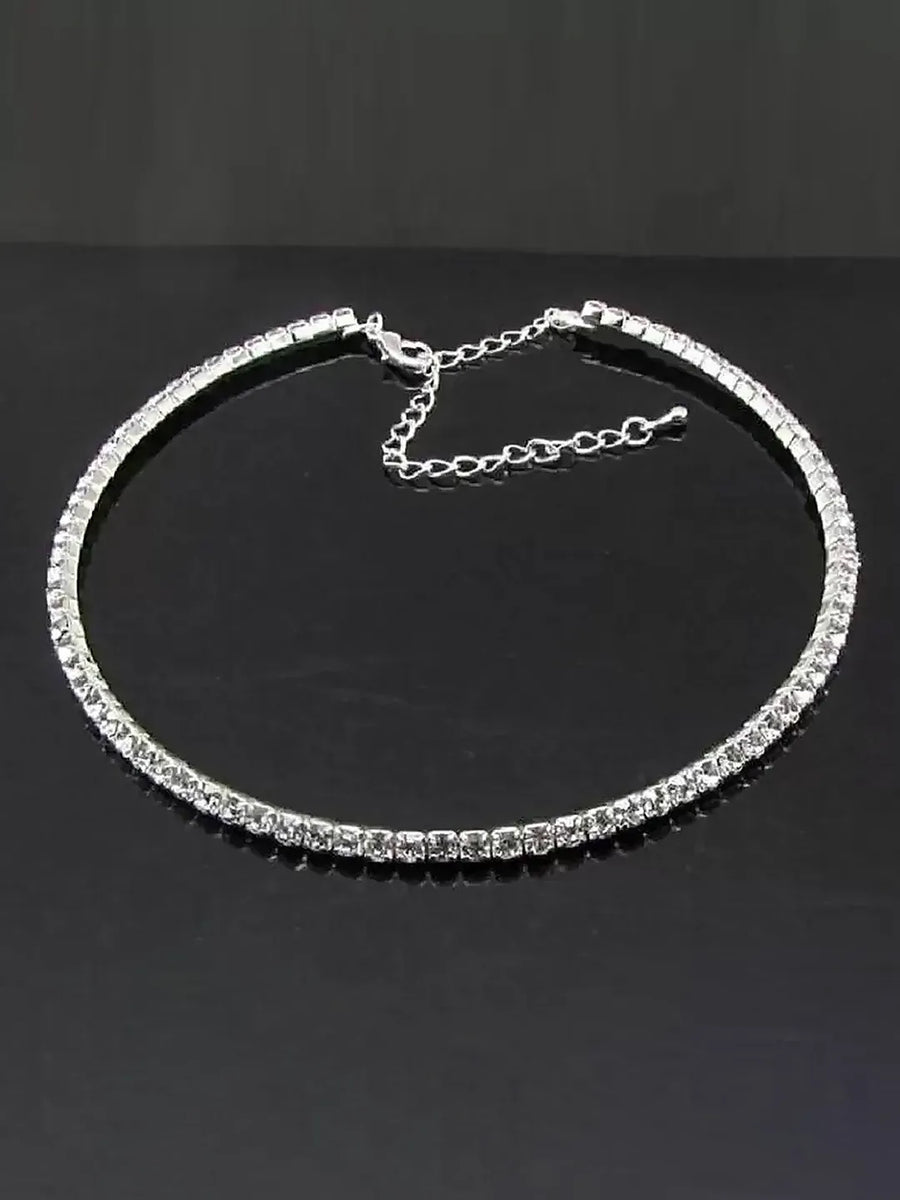 Rhodium Plated CZ Ornate Necklace
