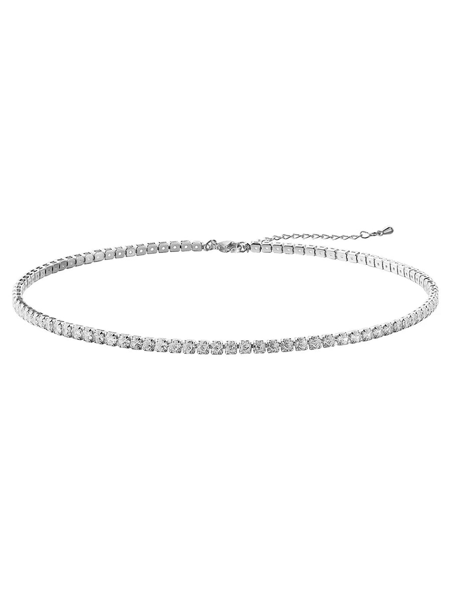 Rhodium Plated CZ Ornate Necklace