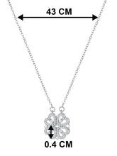 4 Heart Magnetic Clover Silver Necklace