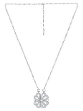 4 Heart Magnetic Clover Silver Necklace