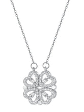 4 Heart Magnetic Clover Silver Necklace